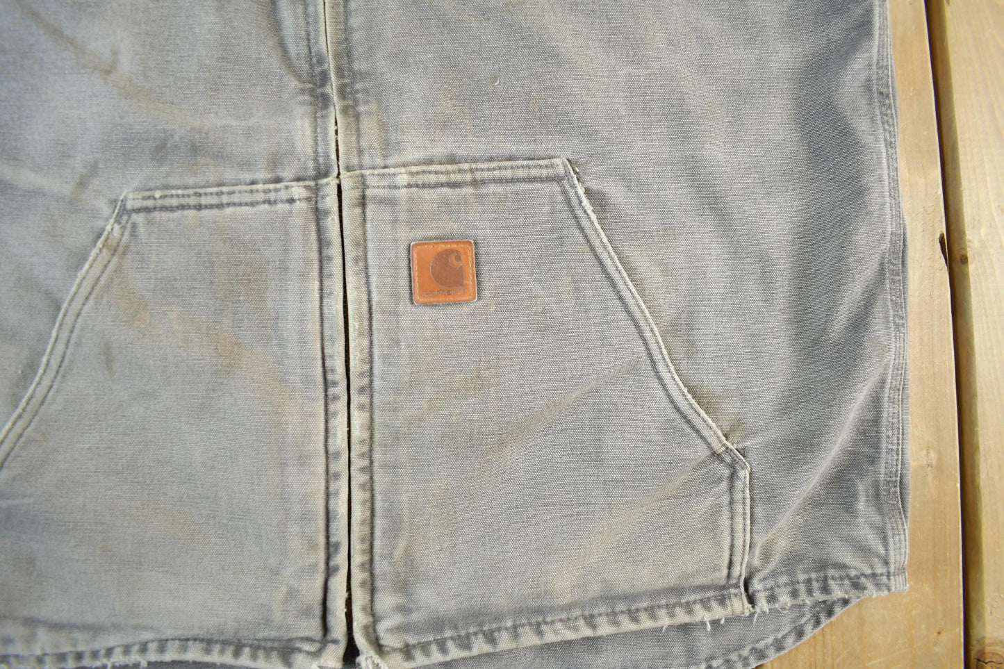 Vintage 2000s Carhartt Sun Faded Distressed Sherpa Lined Jacket Vest Mens Large from propervintagecanada