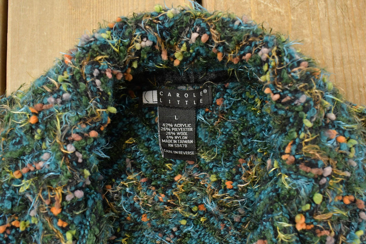 Vintage 2000s Carole Little Shaggy Knit Cardigan Sweater Women's Large from propervintagecanada