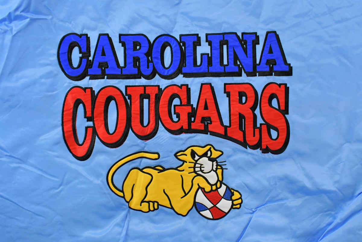 Vintage 2000s Carolina Cougars Hardwood Classics NBA Basketball Embroidered Snap Button Satin Bomber Jacket Mens 3XL from propervintagecanada