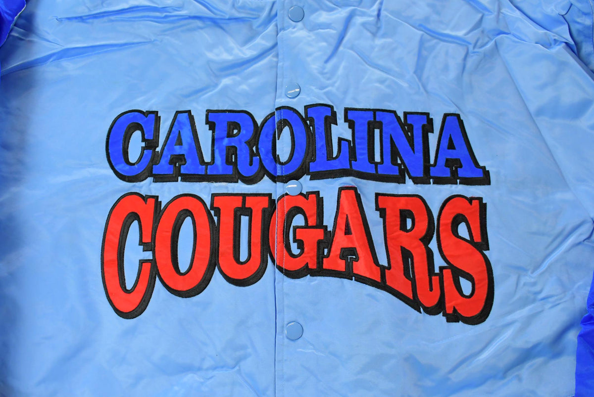 Vintage 2000s Carolina Cougars Hardwood Classics NBA Basketball Embroidered Snap Button Satin Bomber Jacket Mens 3XL from propervintagecanada