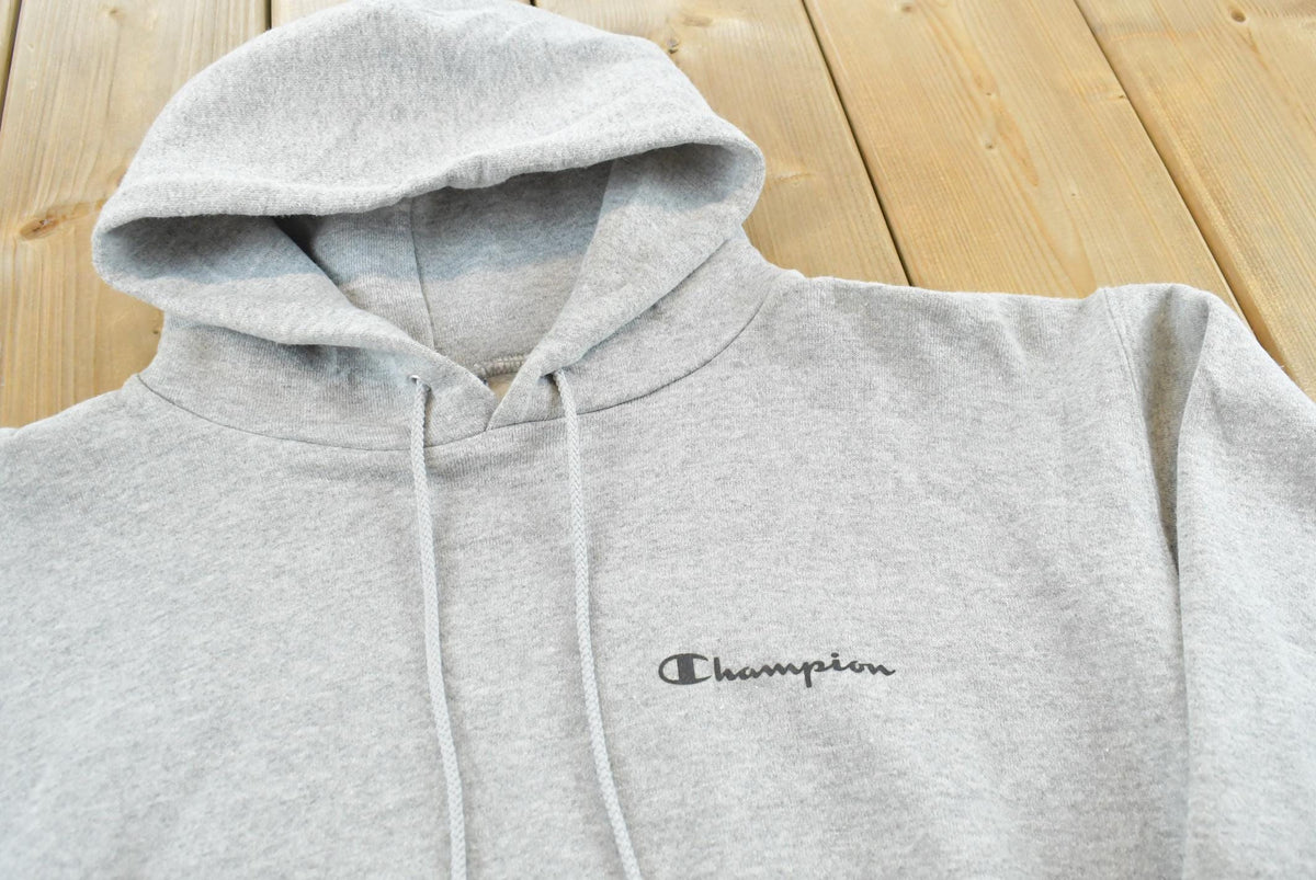 Vintage 2000s Champion Blank Gray Spellout Logo Hoodie Sweatshirt Men's M / Y2K Streetwear / 00s Basic Layering Essential / Athleisure from propervintagecanada