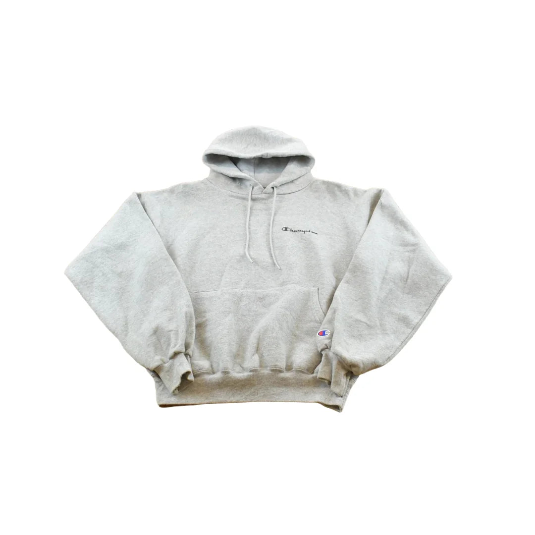 Vintage 2000s Champion Blank Gray Spellout Logo Hoodie Sweatshirt Men's M / Y2K Streetwear / 00s Basic Layering Essential / Athleisure from propervintagecanada