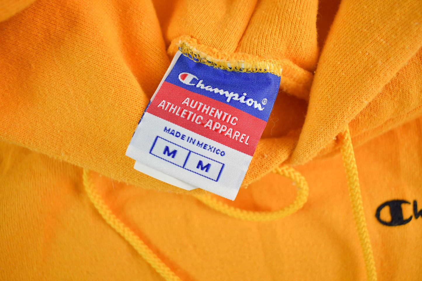 Vintage 2000s Champion Blank Yellow Hoodie Sweatshirt Men's Medium from propervintagecanada
