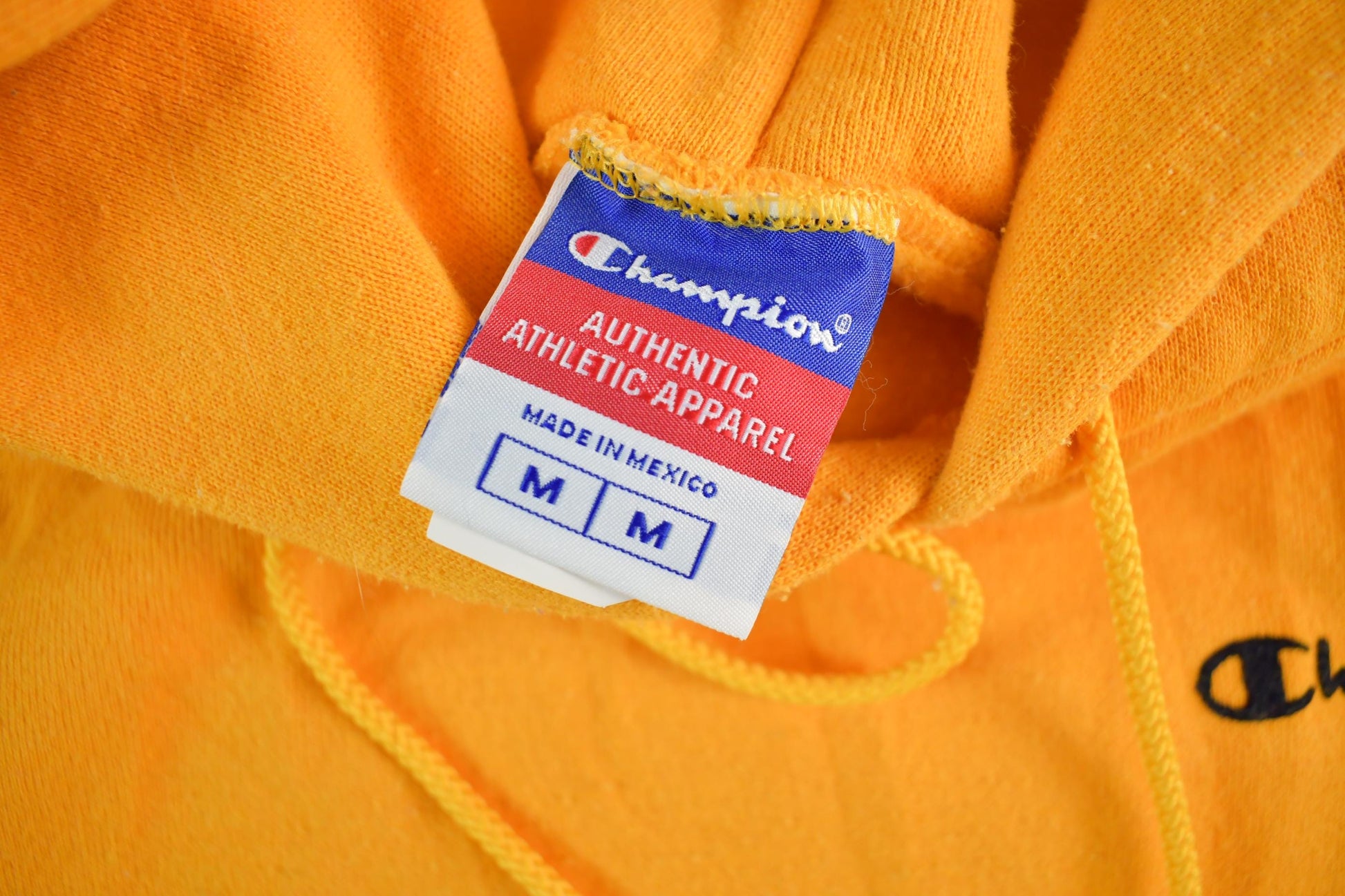 Vintage 2000s Champion Blank Yellow Hoodie Sweatshirt Men's Medium from propervintagecanada