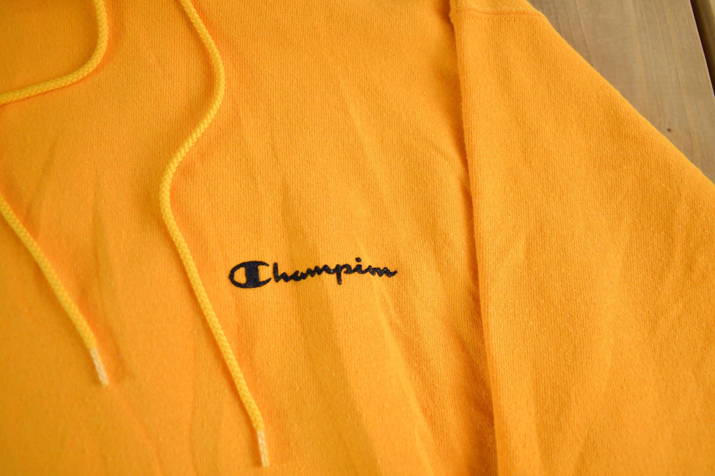 Vintage 2000s Champion Blank Yellow Hoodie Sweatshirt Men's Medium from propervintagecanada