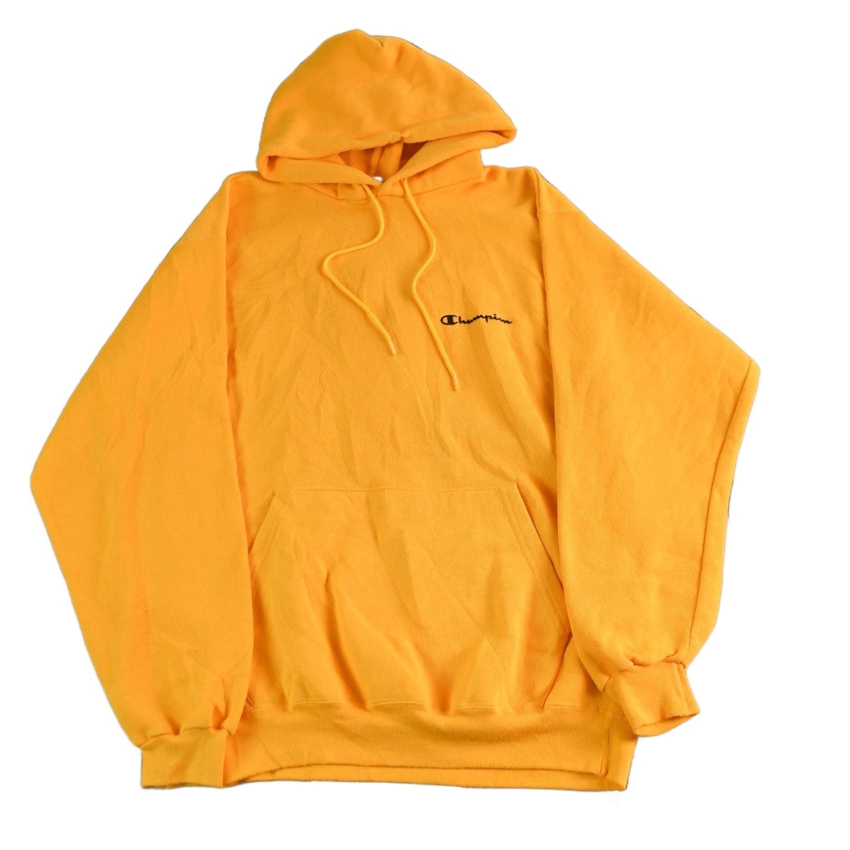Vintage 2000s Champion Blank Yellow Hoodie Sweatshirt Men's Medium from propervintagecanada