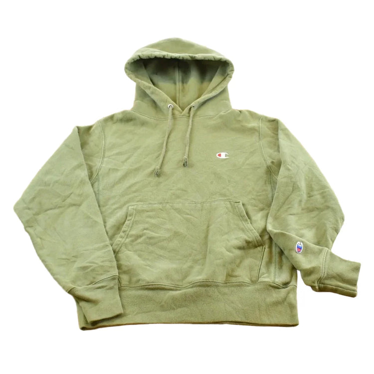Vintage 2000s Champion Reverse Weave Green Blank Hoodie Sweatshirt Men's S from propervintagecanada