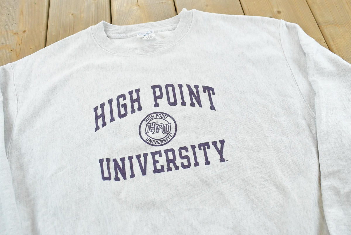 Vintage 2000s Champion Reverse Weave High Point University Collegiate Souvenir Crewneck Sweatshirt Men's L from propervintagecanada