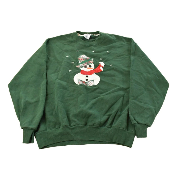 Vintage 2000s Cute Snowman Crewneck Sweatshirt Men's Large from propervintagecanada