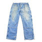 Vintage 2000s Dickies Double Knee Distressed Flannel Lined Denim Work Jeans Men's 38 x 32