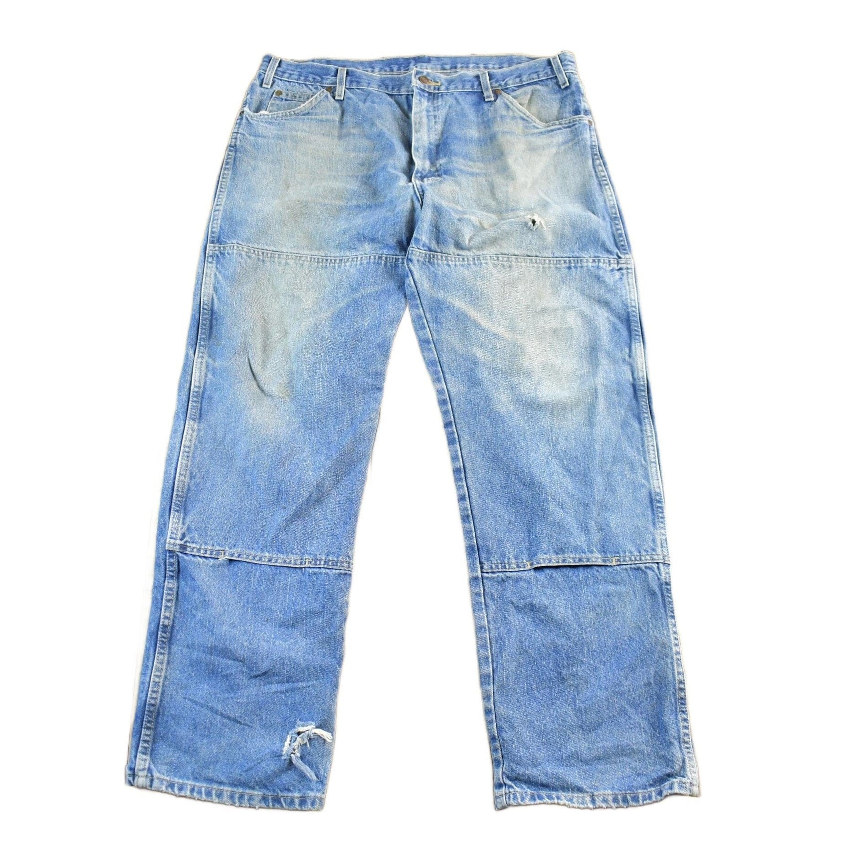 Vintage 2000s Dickies Double Knee Distressed Flannel Lined Denim Work Jeans Men's 38 x 32