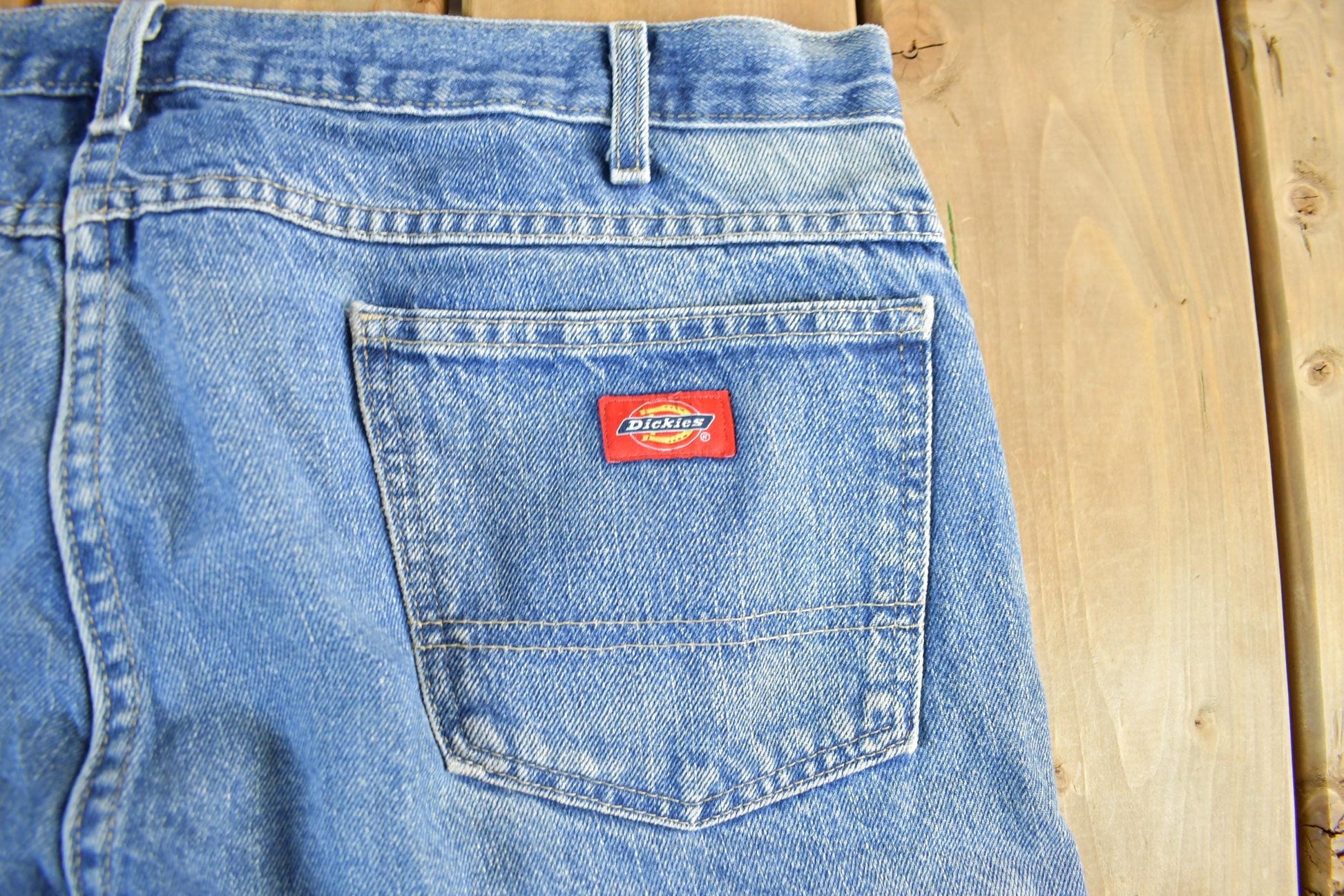 Vintage 2000s Dickies Double Knee Distressed Flannel Lined Denim Work Jeans Men's 38 x 32