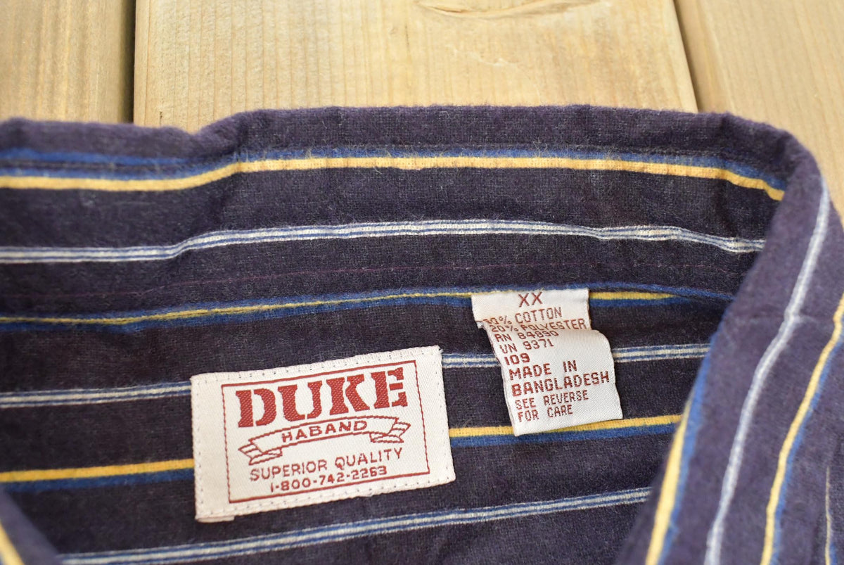 Vintage 2000s Duke Haband Striped Button Up Shirt Men's 2XL from propervintagecanada