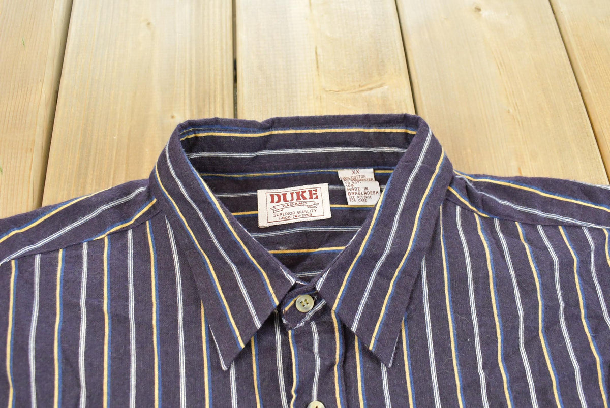 Vintage 2000s Duke Haband Striped Button Up Shirt Men's 2XL from propervintagecanada