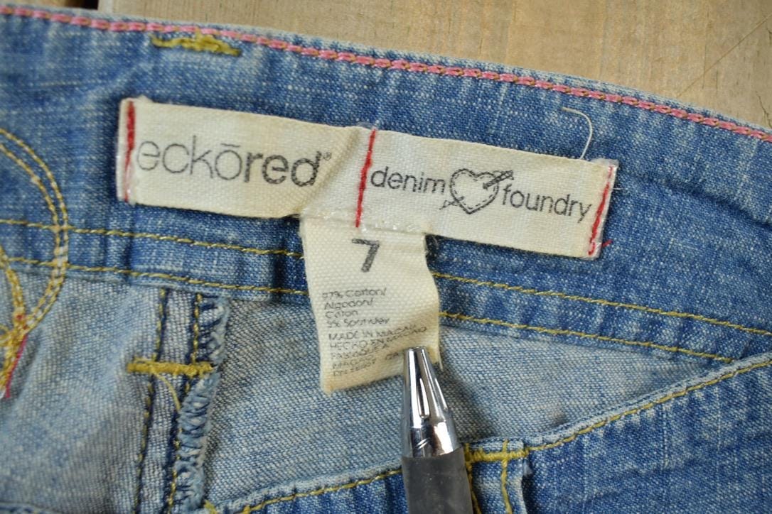 Vintage 2000s Echo Red Pink Embroidered Low Waisted Women's Denim Jeans Women's 28 x 32 from propervintagecanada