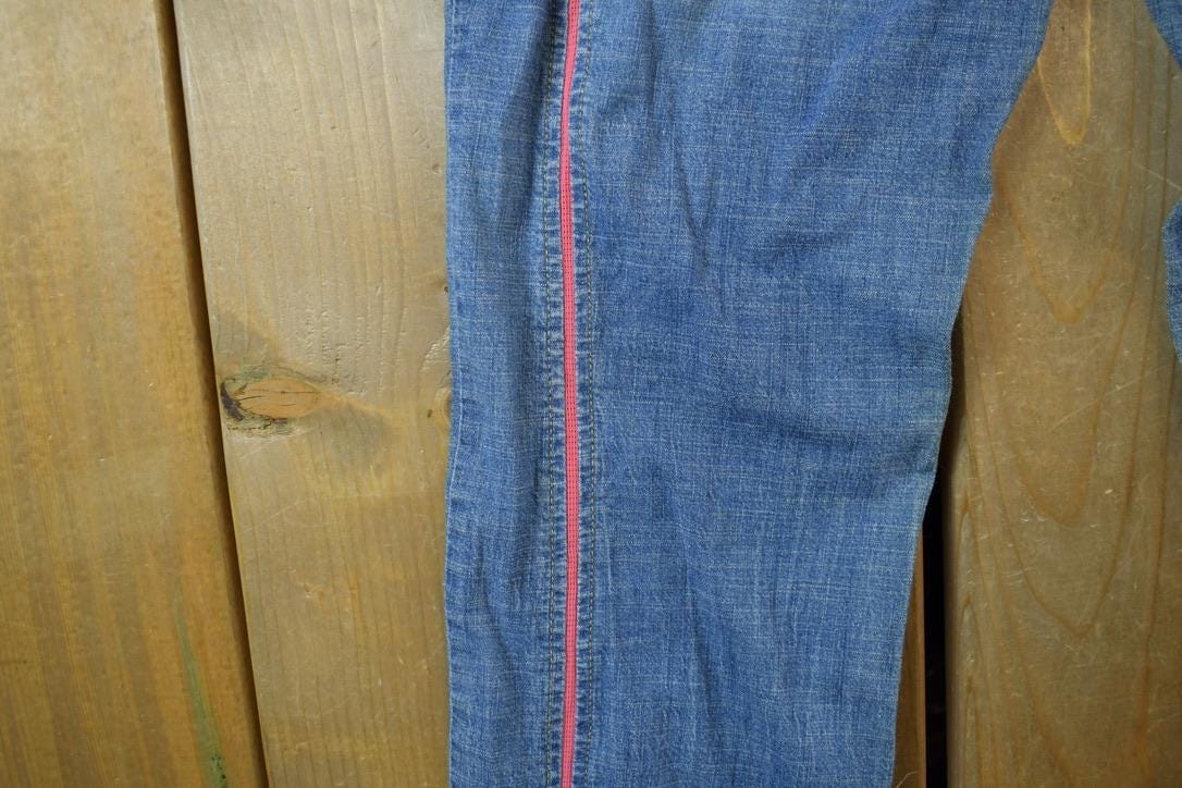 Vintage 2000s Echo Red Pink Embroidered Low Waisted Women's Denim Jeans Women's 28 x 32 from propervintagecanada