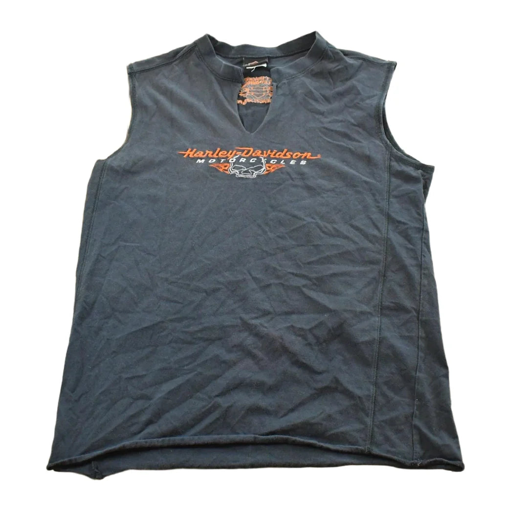 Vintage 2000s Embroidered Harley-Davidson Biker Tank Top Mens Men's Medium from propervintagecanada