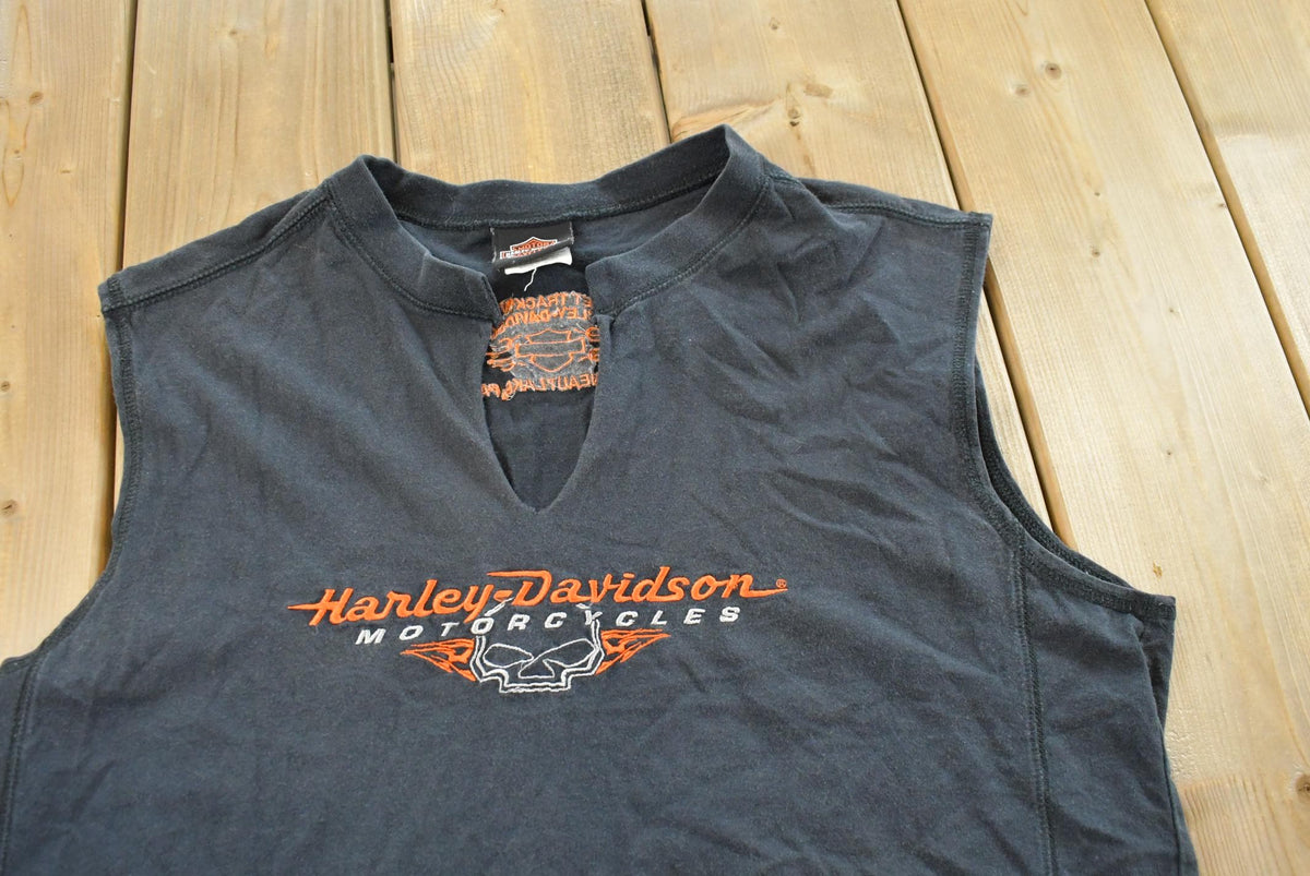 Vintage 2000s Embroidered Harley-Davidson Biker Tank Top Mens Men's Medium from propervintagecanada
