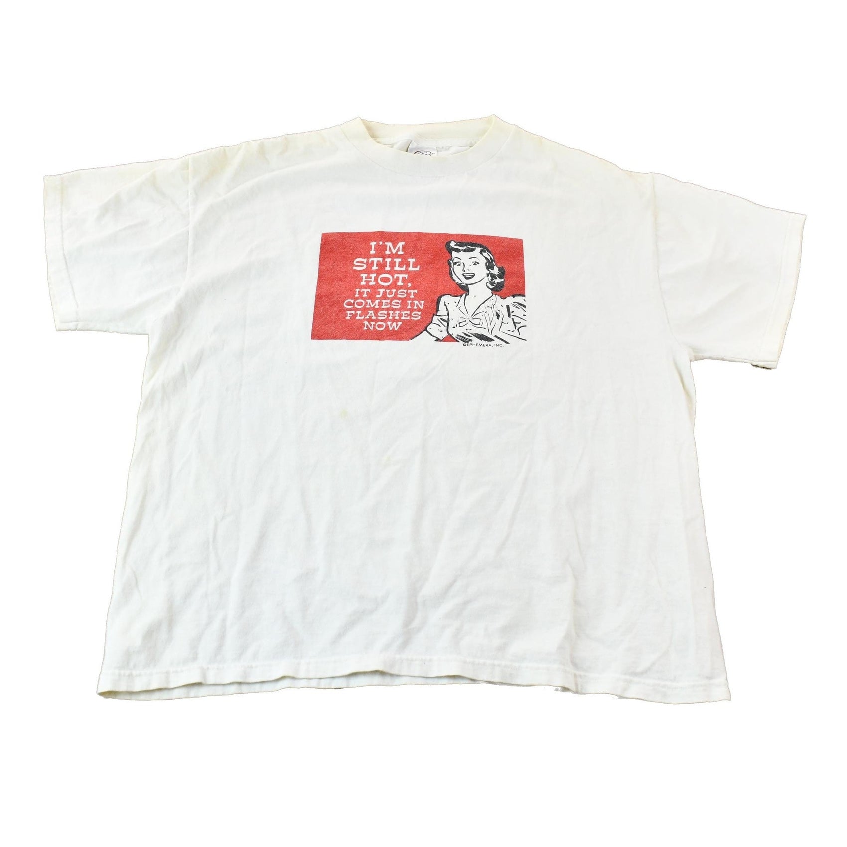 Vintage 2000s Ephemera Inc. I'm Still Hot, It Just Comes In Flashes Single Stitch Graphic T-Shirt Men's M from propervintagecanada