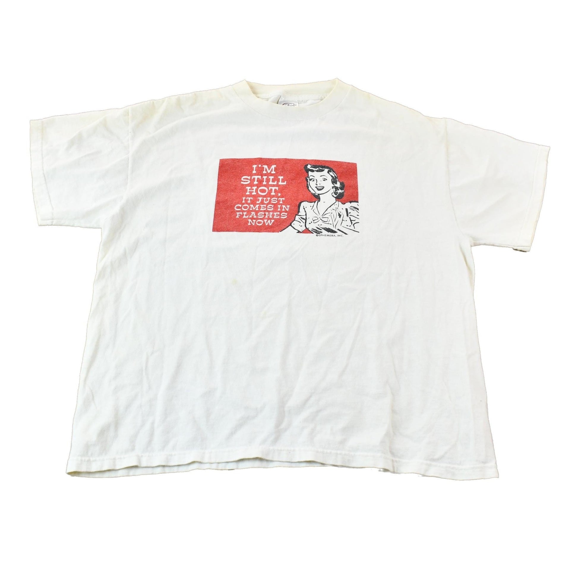 Vintage 2000s Ephemera Inc. I'm Still Hot, It Just Comes In Flashes Single Stitch Graphic T-Shirt Men's M from propervintagecanada