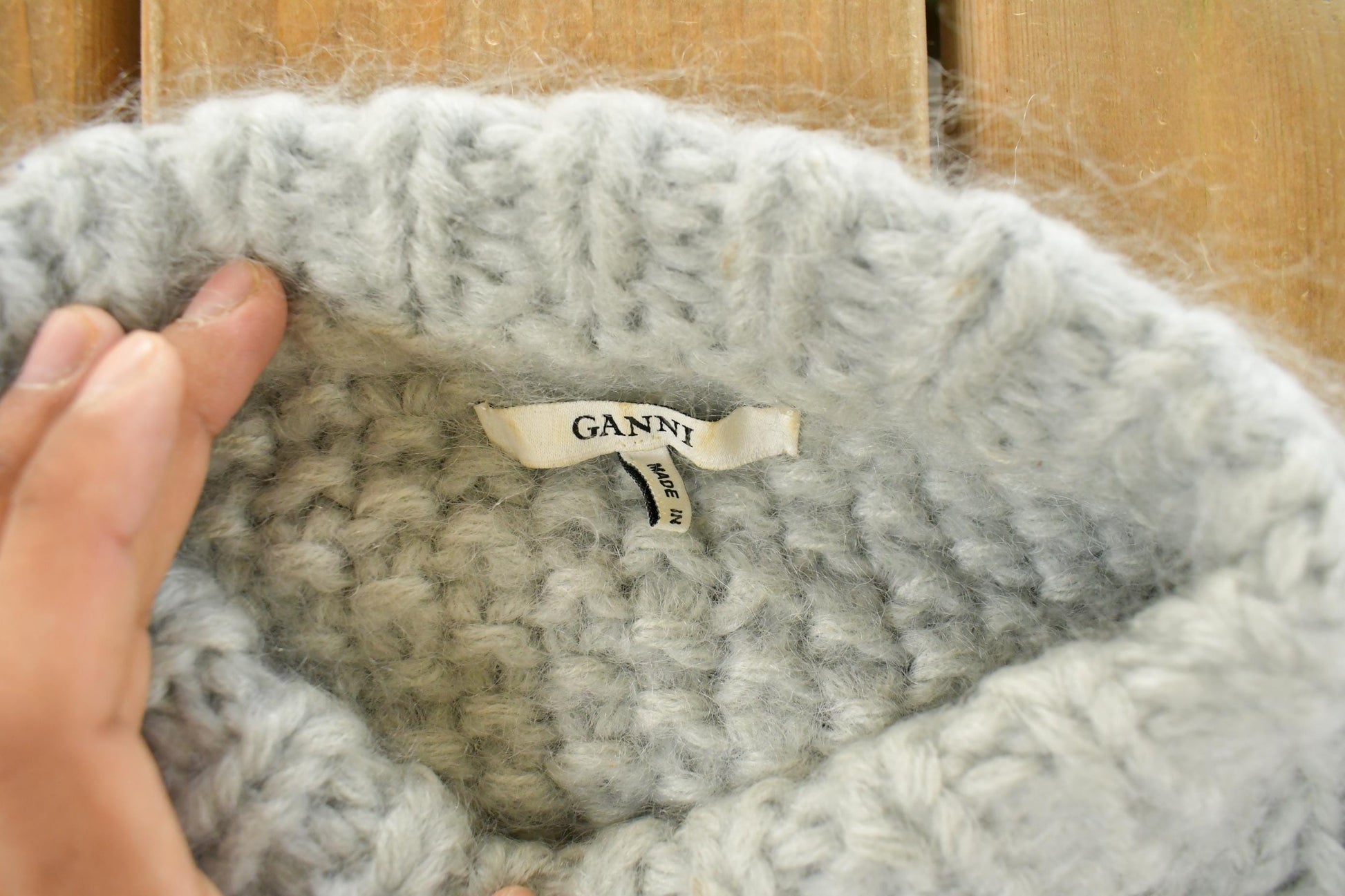 Vintage 2000s Ganni Wool Mohair Knit Mockneck Sweater Women's Large from propervintagecanada
