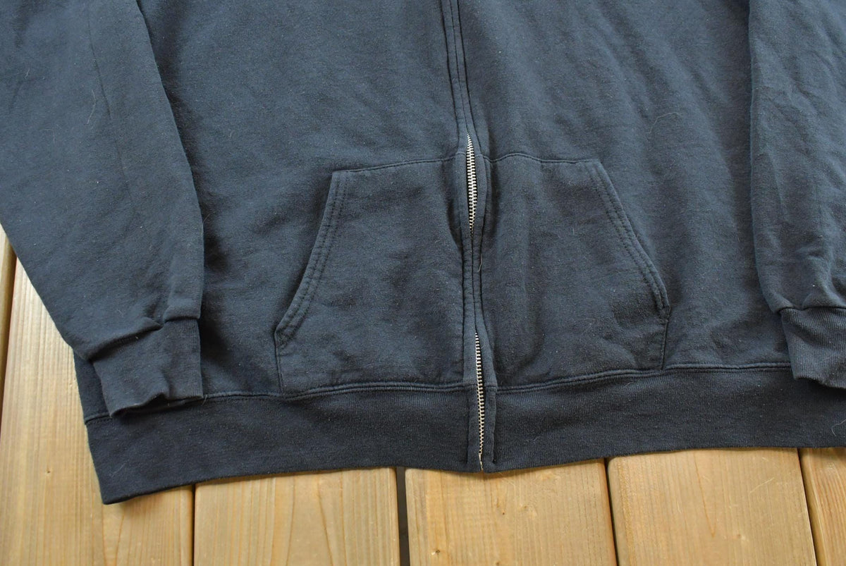 Vintage 2000s Hanes Black Blank Zip Up Hoodie Sweatshirt Men's L from propervintagecanada