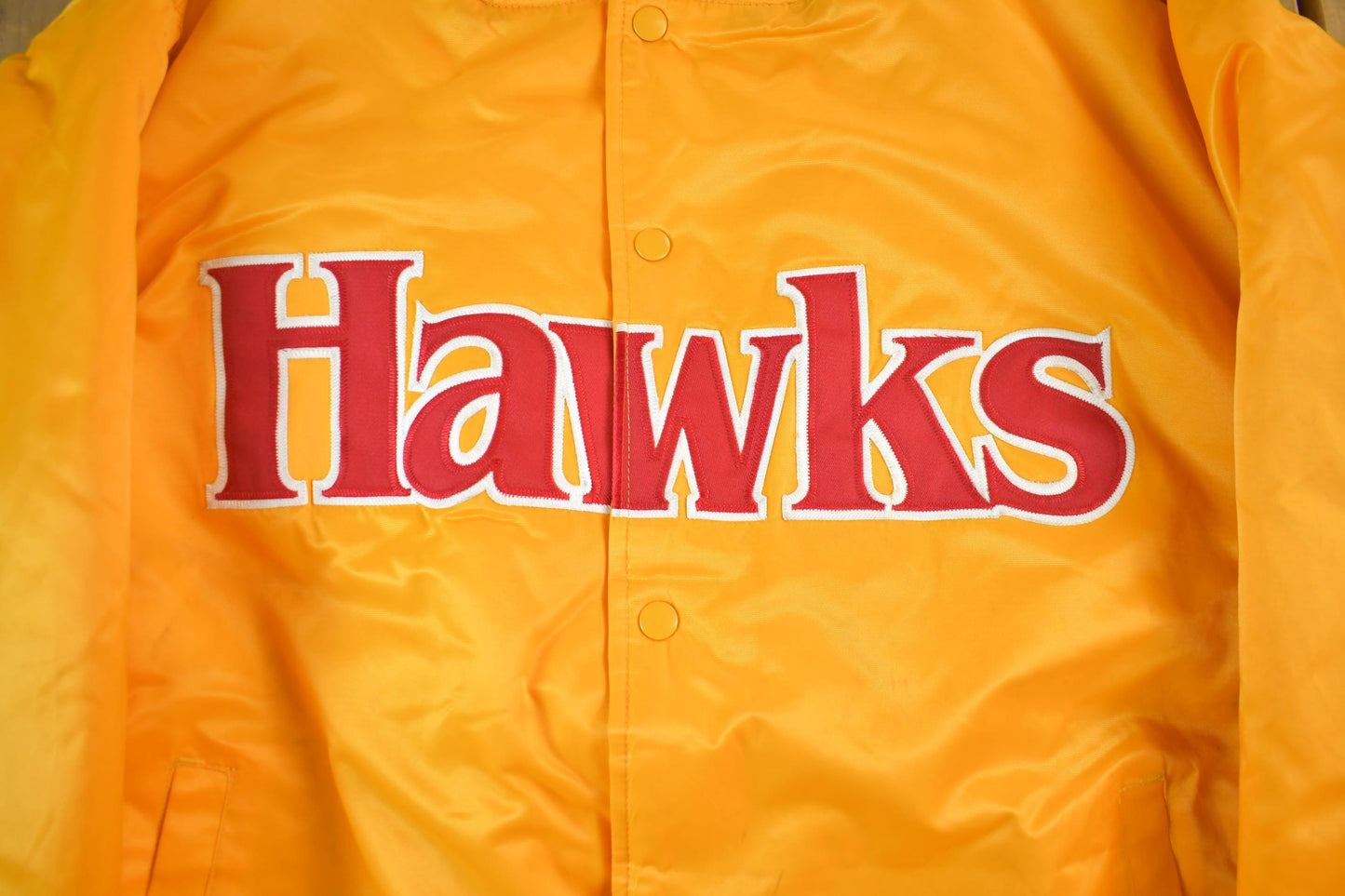 Vintage 2000s Hardwood Classics Atlanta Hawks NBA Basketball Embroidered Snap Button Satin Bomber Jacket Mens 3XL / Y2K Varsity/ Streetwear from propervintagecanada