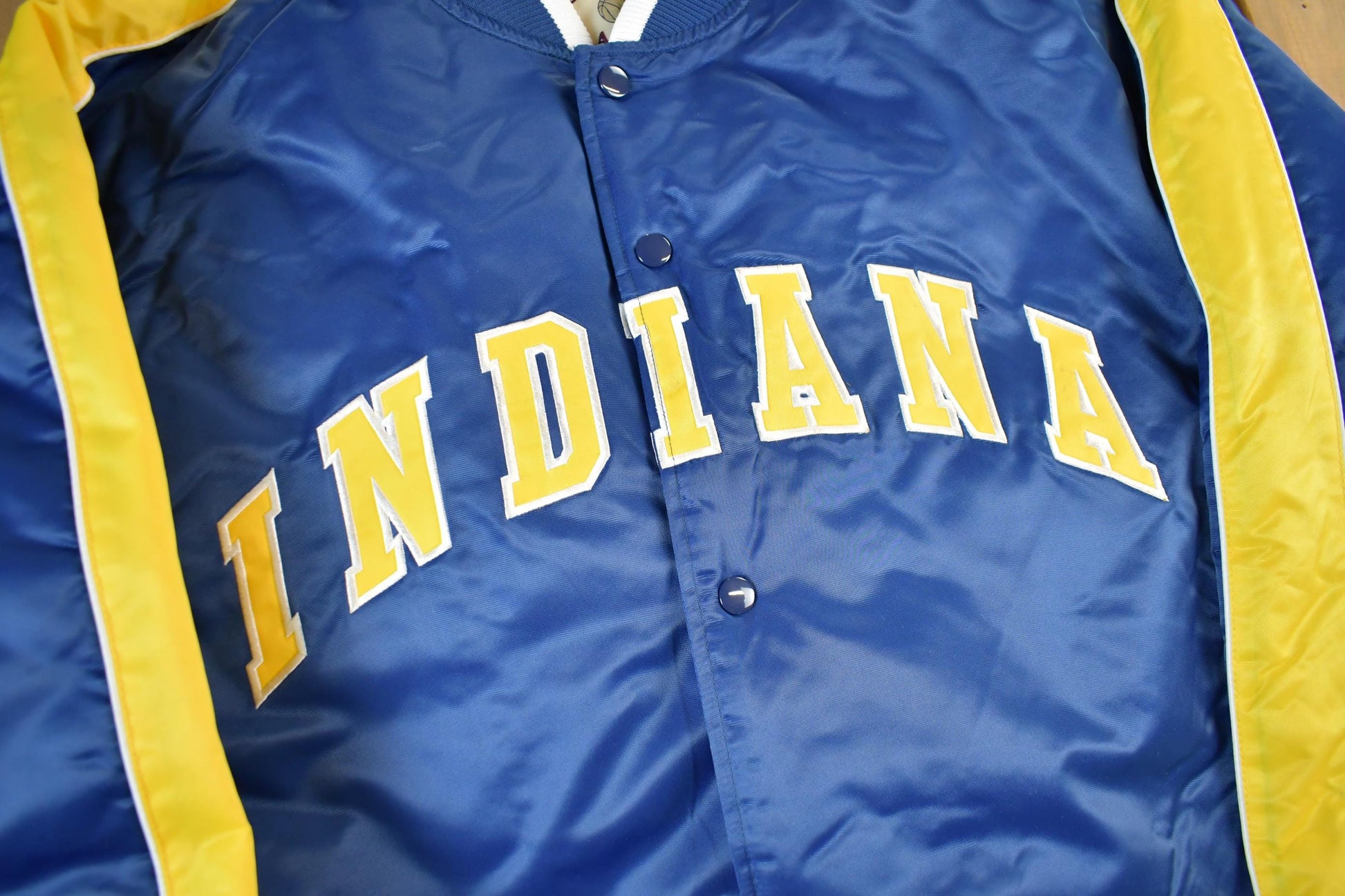 Vintage 2000s Hardwood Classics Indiana Pacers NBA Basketball Embroidered Snap Button Satin Bomber Jacket Mens 3XL / Varsity/ Streetwear from propervintagecanada