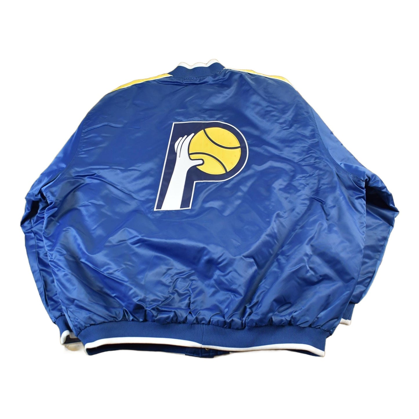 Vintage 2000s Hardwood Classics Indiana Pacers NBA Basketball Embroidered Snap Button Satin Bomber Jacket Mens 3XL / Varsity/ Streetwear from propervintagecanada
