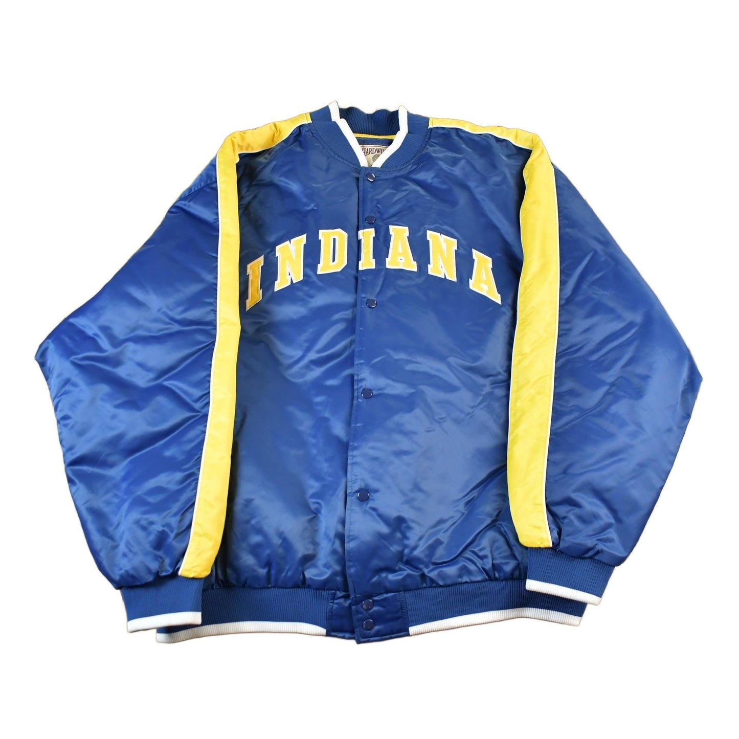 Vintage 2000s Hardwood Classics Indiana Pacers NBA Basketball Embroidered Snap Button Satin Bomber Jacket Mens 3XL / Varsity/ Streetwear from propervintagecanada