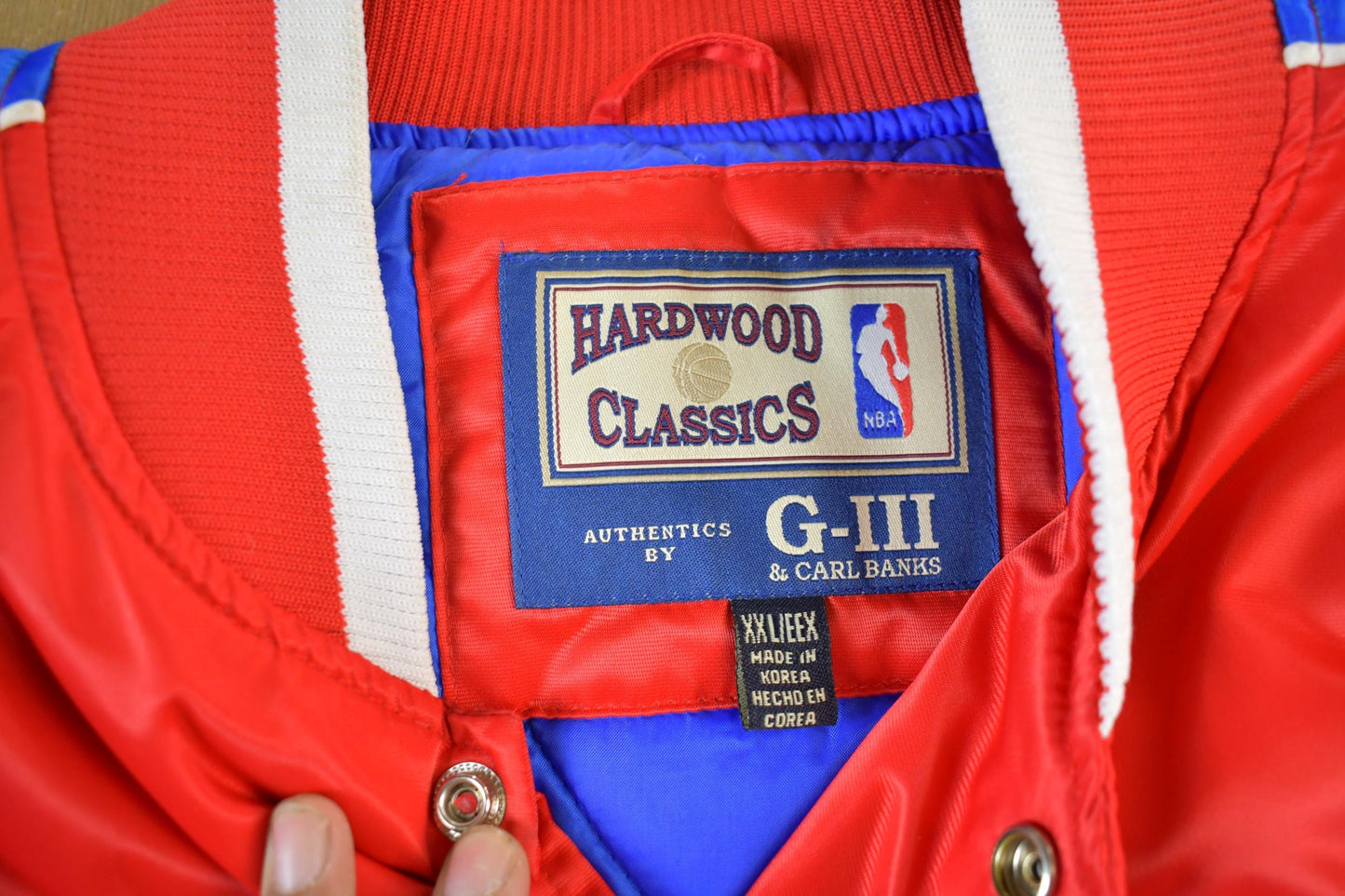 Vintage 2000s Hardwood Classics San Diego Clippers NBA Basketball Embroidered Snap Button Satin Bomber Jacket Mens 2XL / Varsity/ Streetwear from propervintagecanada