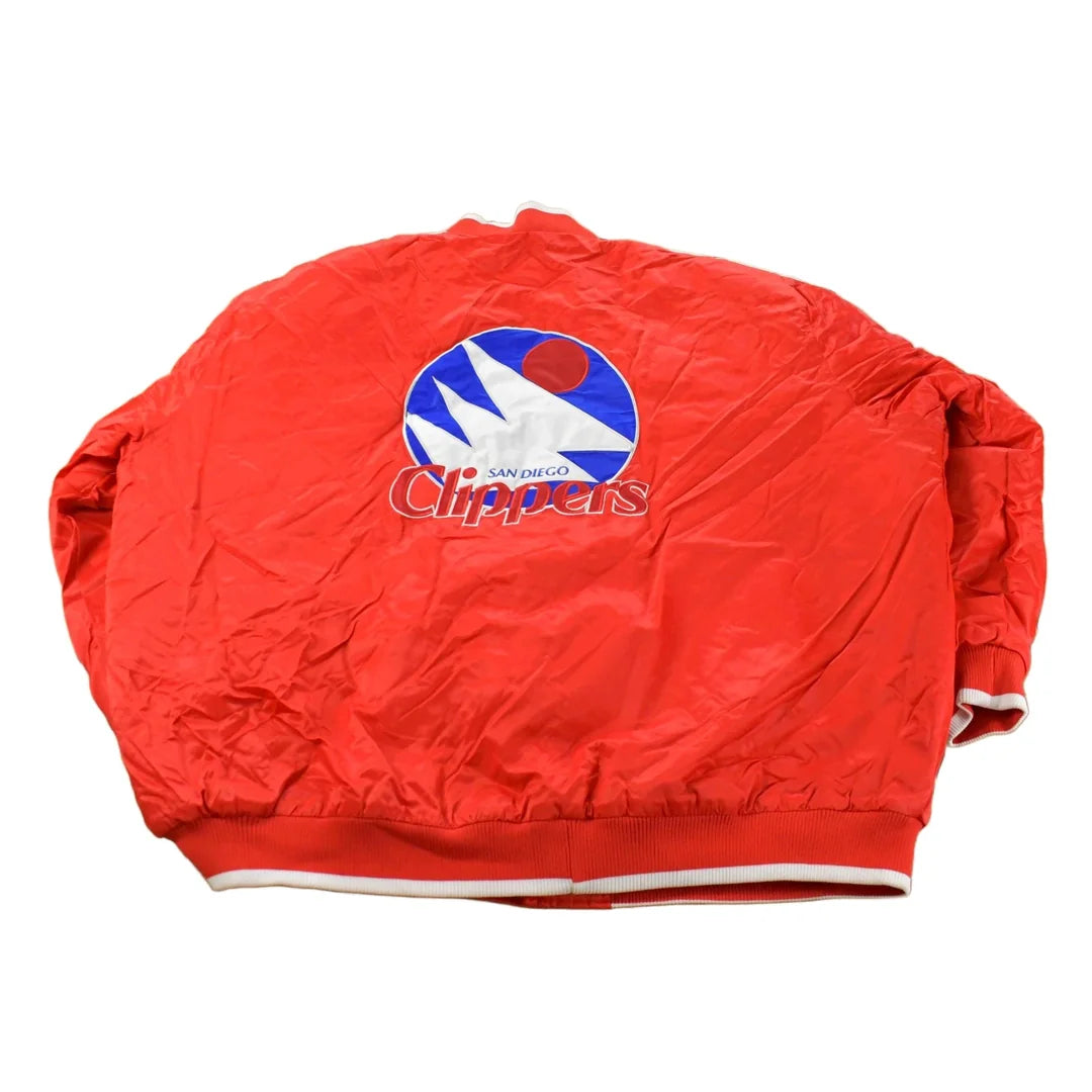 Vintage 2000s Hardwood Classics San Diego Clippers NBA Basketball Embroidered Snap Button Satin Bomber Jacket Mens 3XL from propervintagecanada