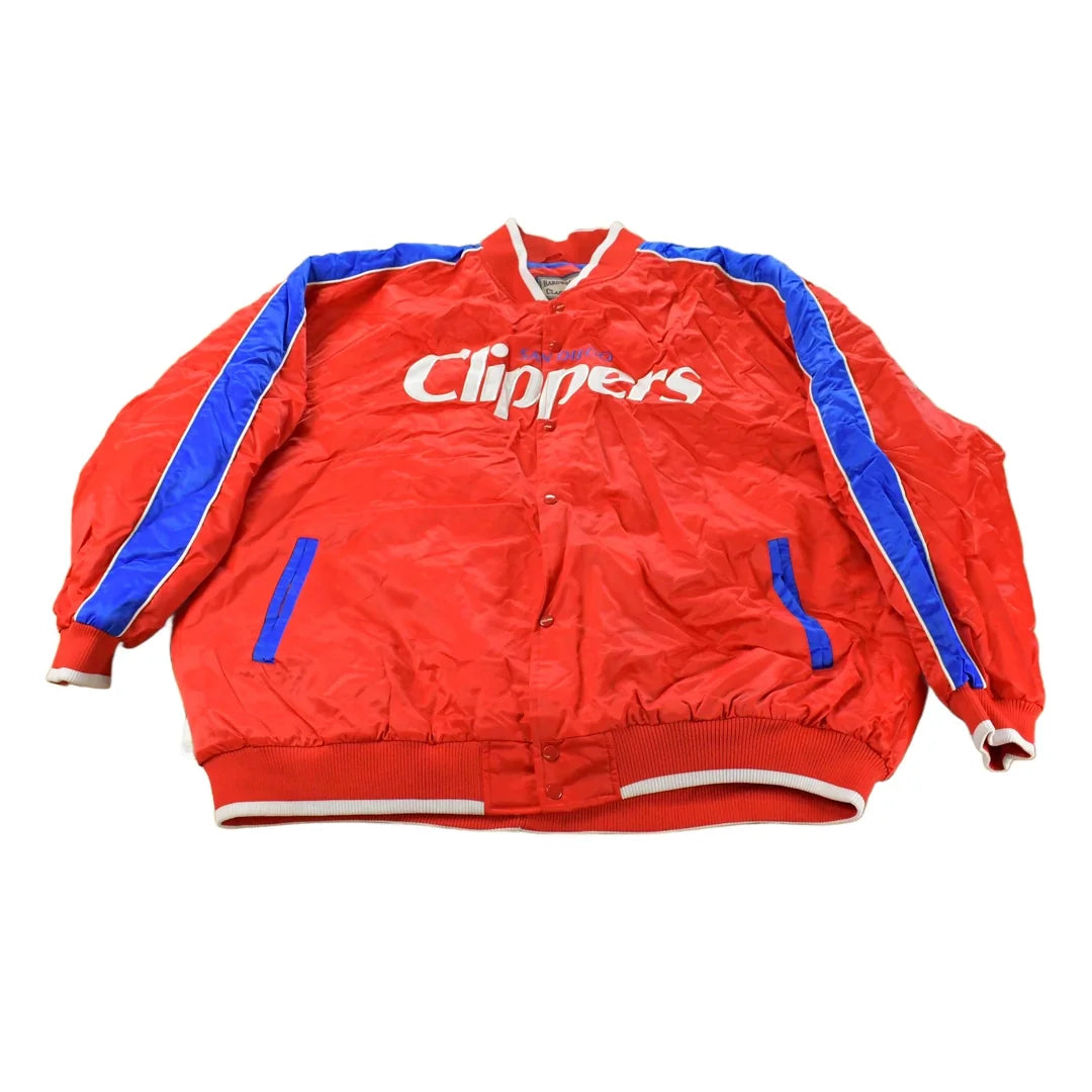 Vintage 2000s Hardwood Classics San Diego Clippers NBA Basketball Embroidered Snap Button Satin Bomber Jacket Mens 3XL from propervintagecanada