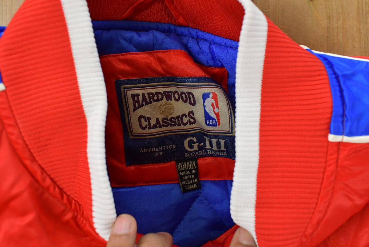 Vintage 2000s Hardwood Classics San Diego Clippers NBA Basketball Embroidered Snap Button Satin Bomber Jacket Mens 3XL from propervintagecanada
