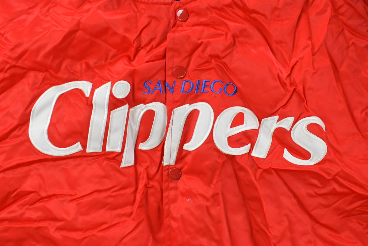 Vintage 2000s Hardwood Classics San Diego Clippers NBA Basketball Embroidered Snap Button Satin Bomber Jacket Mens 3XL from propervintagecanada