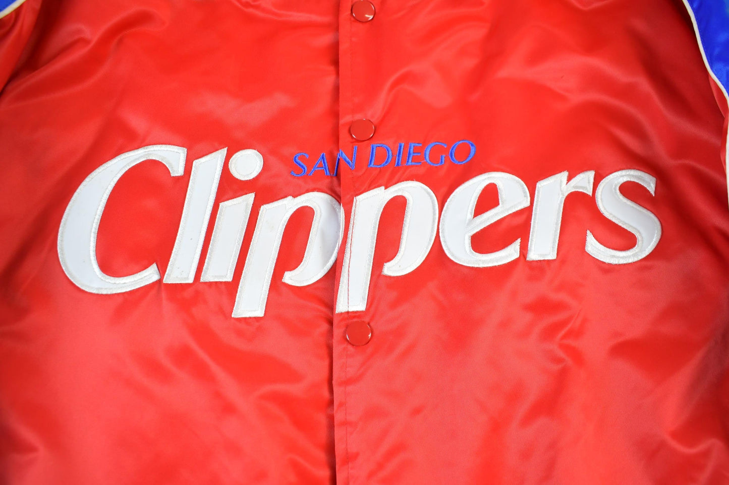 Vintage 2000s Hardwood Classics San Diego Clippers NBA Basketball Embroidered Snap Button Satin Bomber Jacket Mens 3XL / Varsity/ Streetwear from propervintagecanada