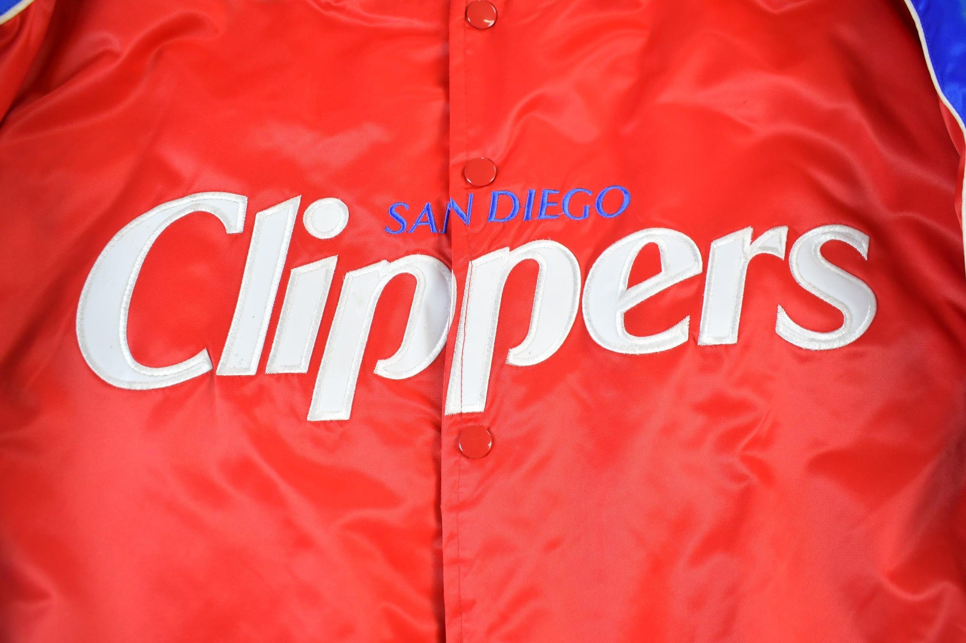 Vintage 2000s Hardwood Classics San Diego Clippers NBA Basketball Embroidered Snap Button Satin Bomber Jacket Mens 3XL / Varsity/ Streetwear from propervintagecanada