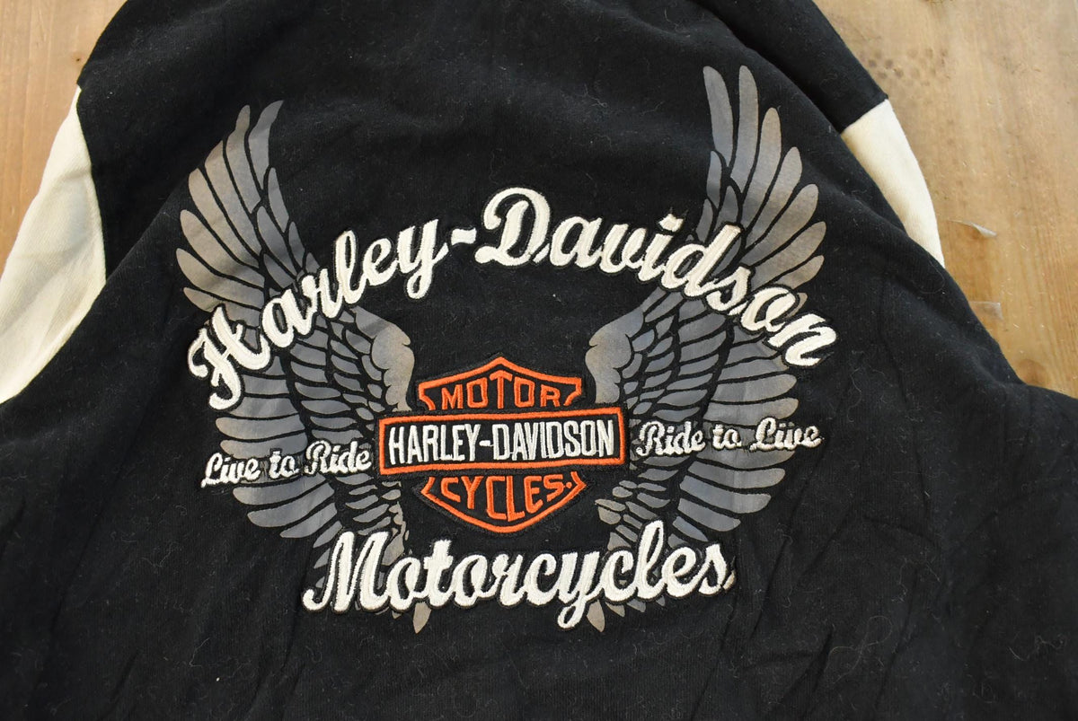 Vintage 2000s Harley Davidson Embroidered Full Zip Hoodie Sweatshirt Women's Medium from propervintagecanada