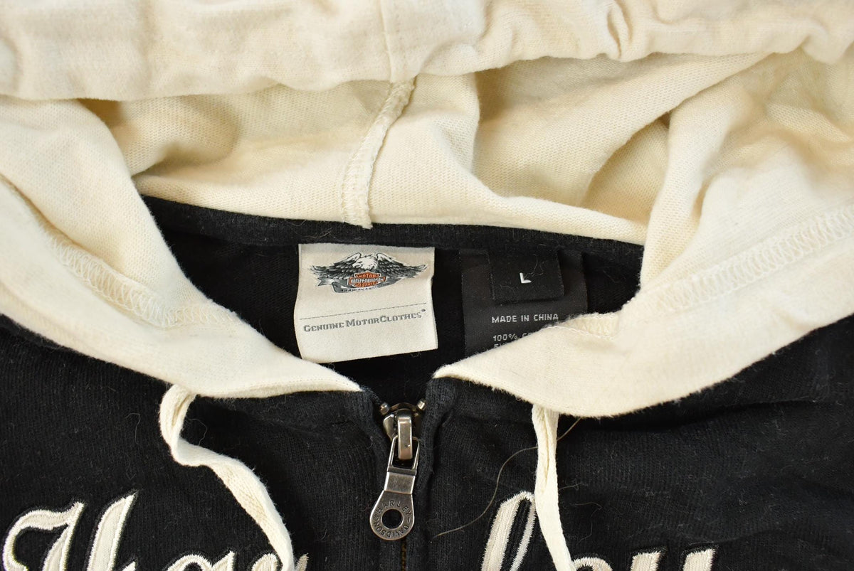 Vintage 2000s Harley Davidson Embroidered Full Zip Hoodie Sweatshirt Women's Medium from propervintagecanada