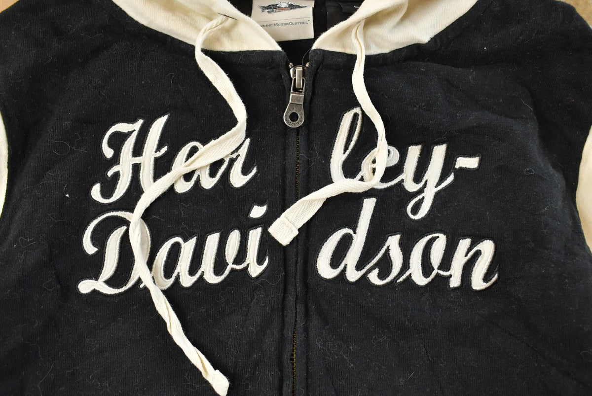Vintage 2000s Harley Davidson Embroidered Full Zip Hoodie Sweatshirt Women's Medium from propervintagecanada