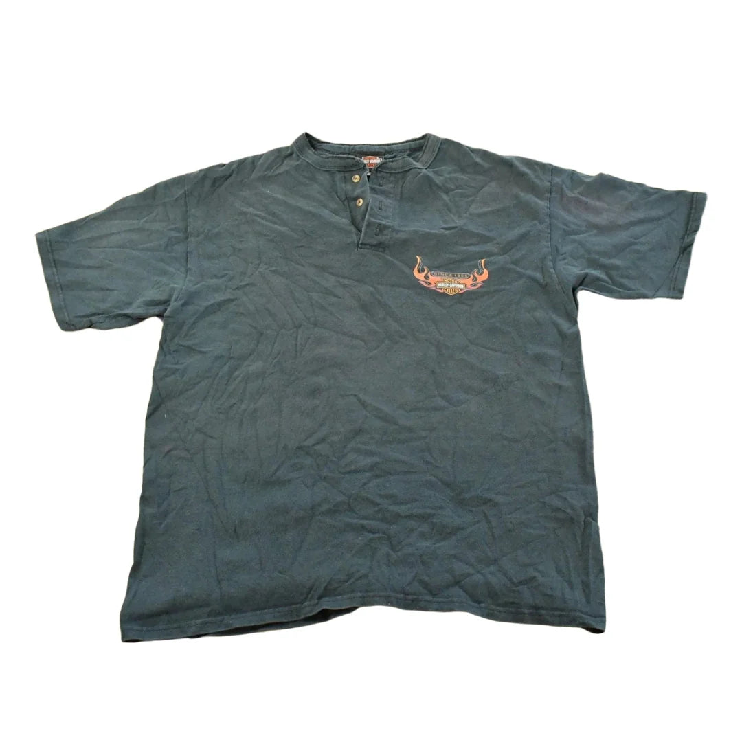 Vintage 2000s Harley Davidson Motorcycles Henley T-Shirt Men's Large from propervintagecanada