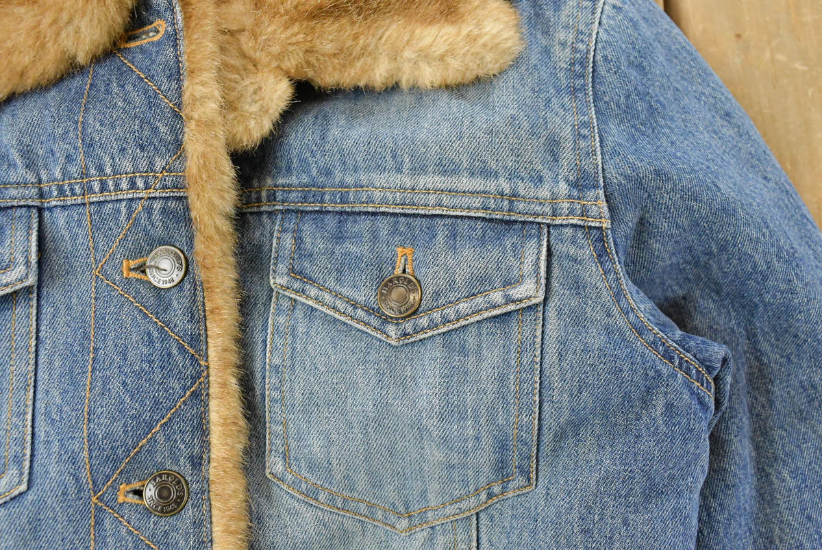 Vintage 2000s Harolds Faux Fur Denim Trucker Jacket Women's S from propervintagecanada