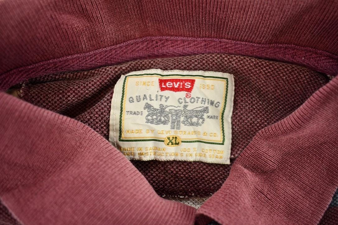 Vintage 2000s Horizontal Striped Levi's Jeanswear Polo Shirt Men's XL from propervintagecanada