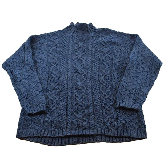 Vintage 2000s Laura Ashley Cotton 3D Cable Knit Sweater Women's L from propervintagecanada