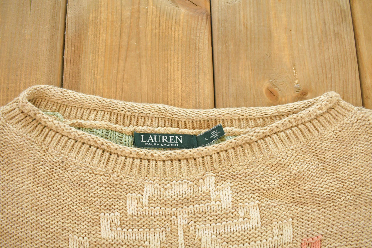 Vintage 2000s Lauren Ralph Lauren Aztec Knit Sweater Women's L / Vintage Polo Sweatshirt / Abstract Pattern / Southwestern Cowboy / Navajo from propervintagecanada