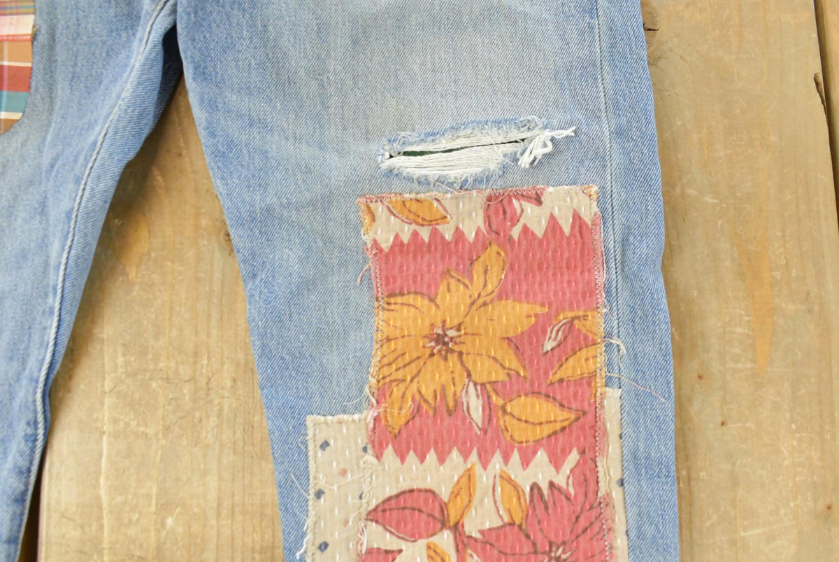 Vintage 2000s Levi's Distressed Patchwork Denim Jeans Men's 30 x 28 from propervintagecanada
