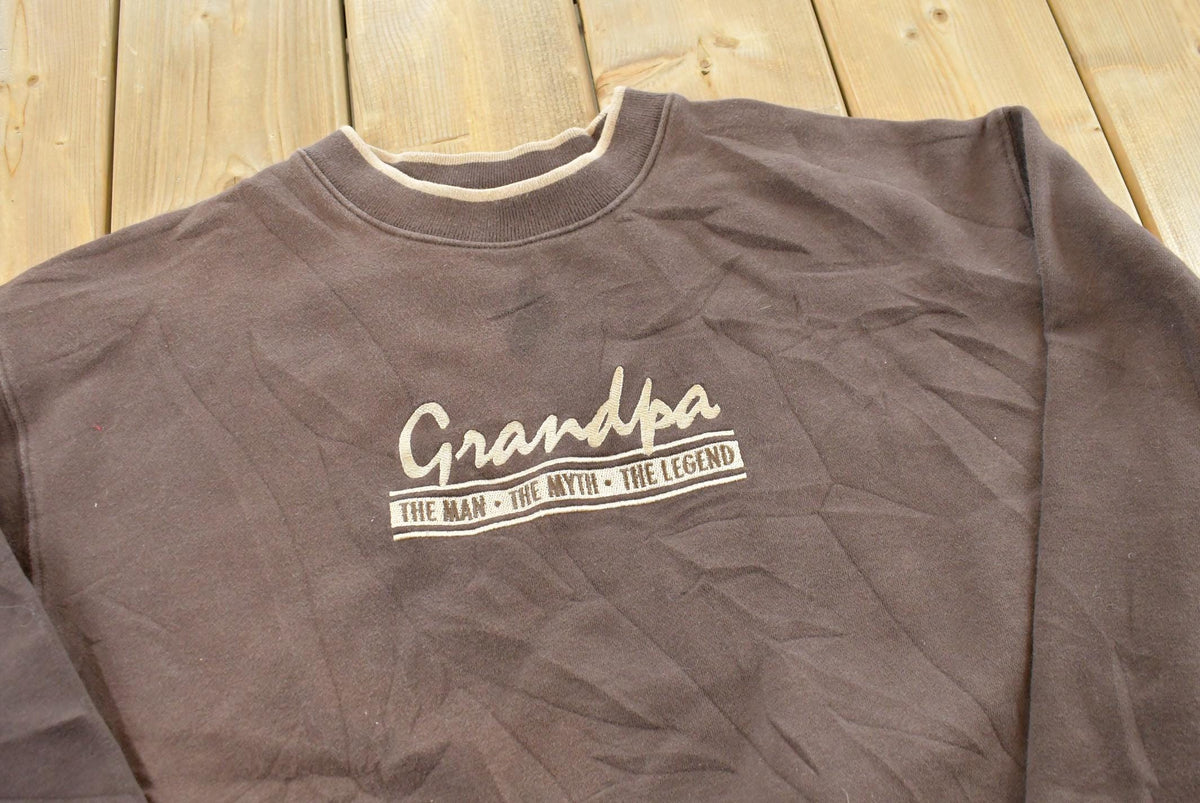 Vintage 2000s Man Myth Legend Grandpa Comedy Crewneck Mens L from propervintagecanada