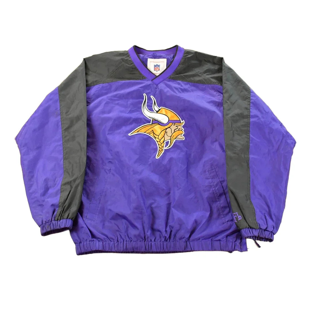 Vintage 2000s Minnesota Vikings NFL Pullover Windbreaker Jacket Men's Medium from propervintagecanada
