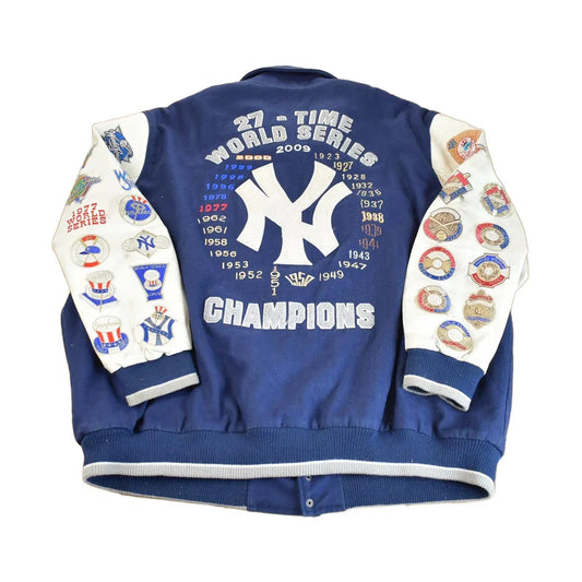 Vintage 2000s MLB New York Yankees 27 Time World Series Champion Embroidered Letterman from propervintagecanada