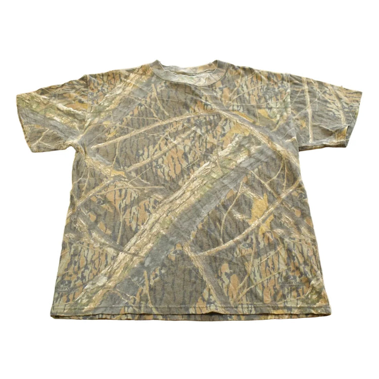 Vintage 2000s Mossy Oak Shadow Branch RealTree Camo T-Shirt Men's Large from propervintagecanada